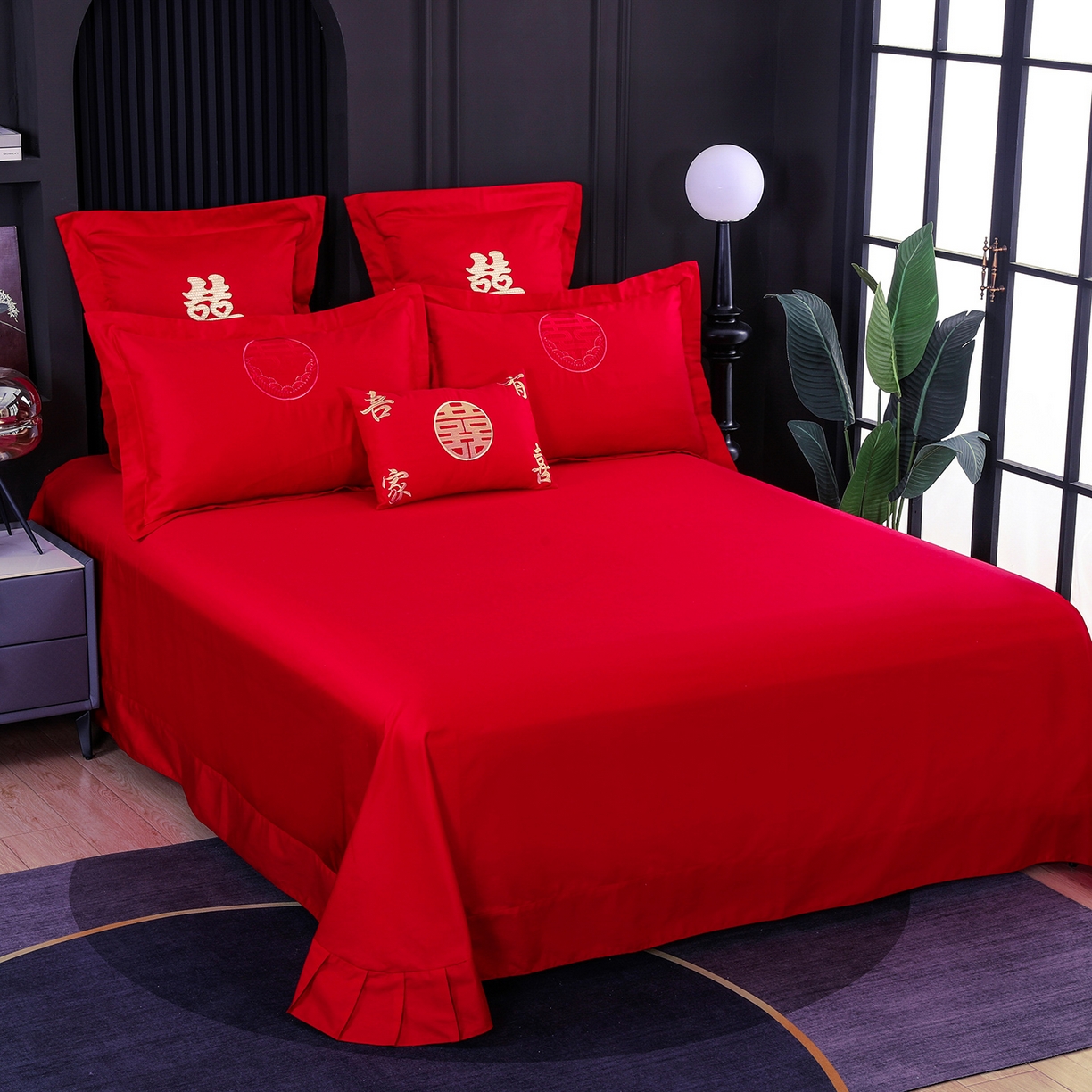 91家纺网 家纺一手货源 找家纺 浩情国际婚庆供货中心 2026新款100%全棉长绒棉纯棉婚庆四件套结婚刺绣六件套多件套长期供货 盛世繁华