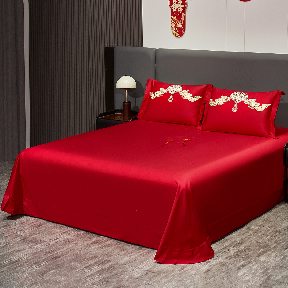 91家纺网 家纺一手货源 找家纺 浩情国际婚庆供货中心 2026新款100%全棉长绒棉纯棉婚庆四件套结婚刺绣六件套多件套长期供货 盛世龙凤