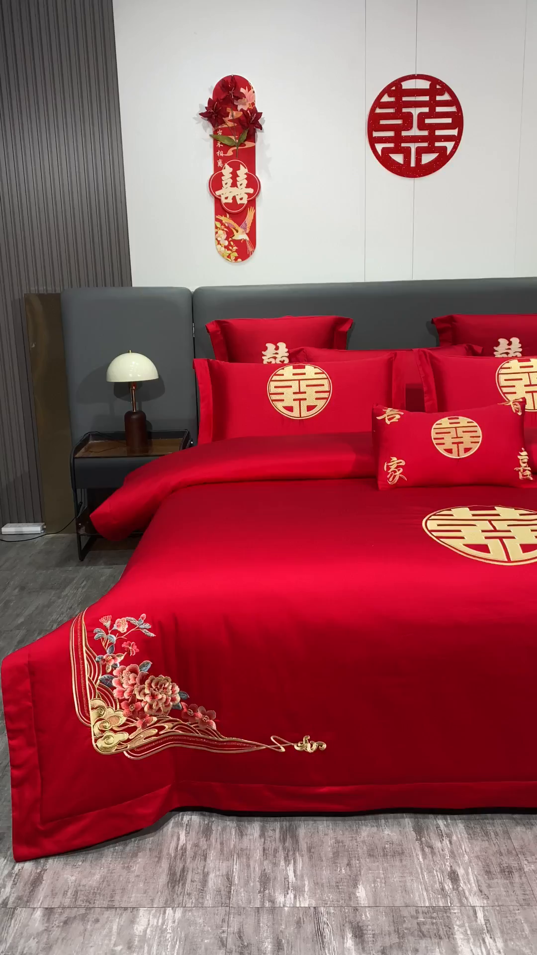 91家纺网 家纺一手货源 找家纺 浩情国际婚庆供货中心 2026新款100%全棉长绒棉纯棉婚庆四件套结婚刺绣六件套多件套长期供货 浪漫囍事-金