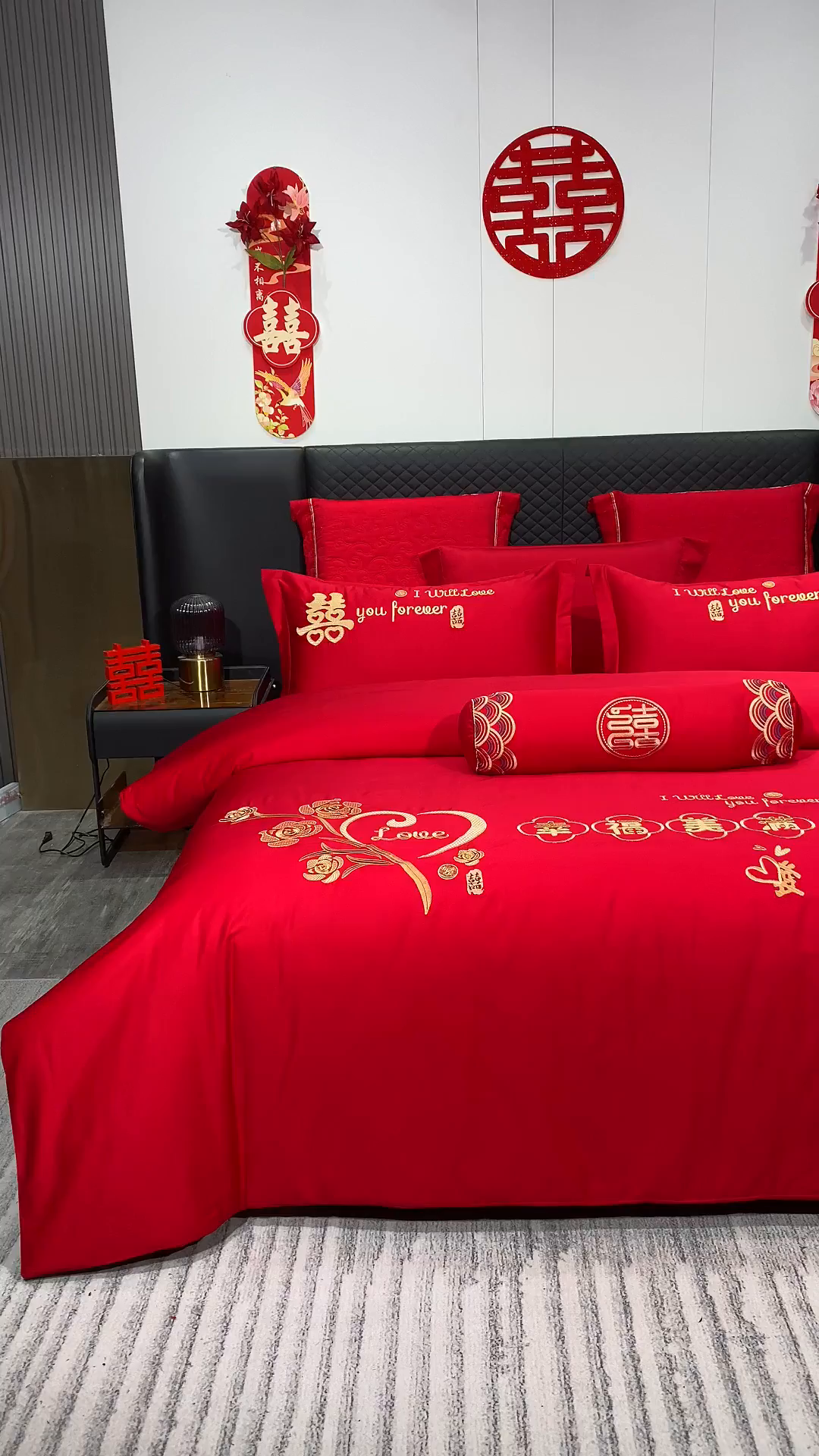 91家纺网 家纺一手货源 找家纺 浩情国际婚庆供货中心 2026新款100%全棉长绒棉纯棉婚庆四件套结婚刺绣六件套多件套长期供货 幸福美满