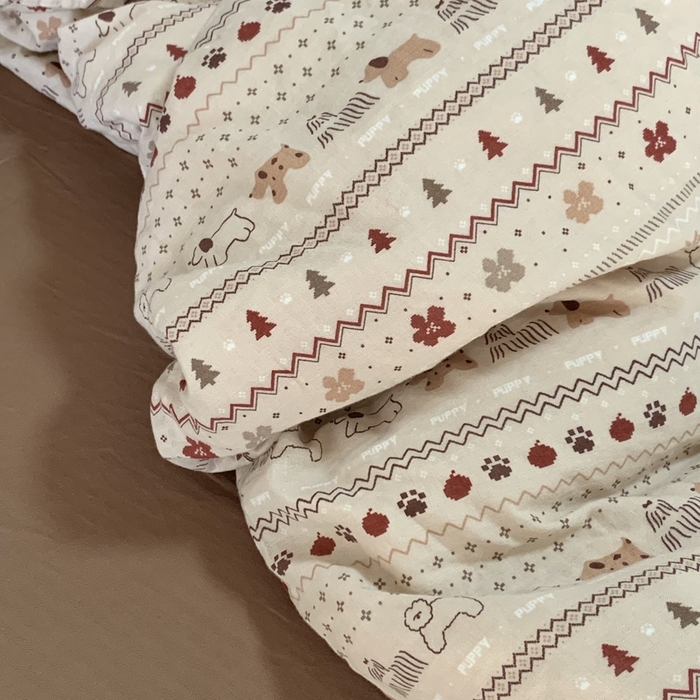 91家纺网 家纺一手货源 找家纺 源启生活 2025新款A类全棉双层纱四件套 圣诞可露丽