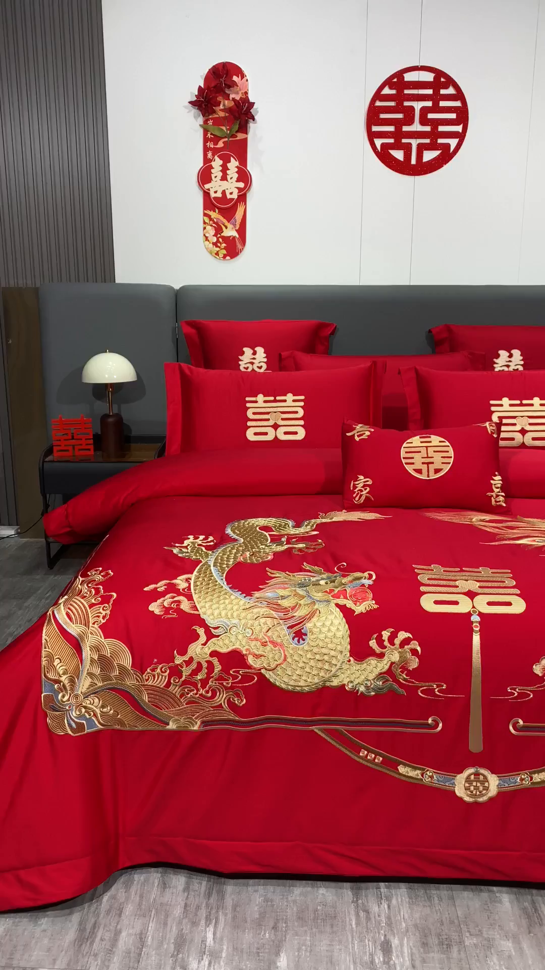 91家纺网 家纺一手货源 找家纺 浩情国际婚庆供货中心 2026新款100%全棉长绒棉纯棉婚庆四件套结婚刺绣六件套多件套长期供货 双囍龙凤