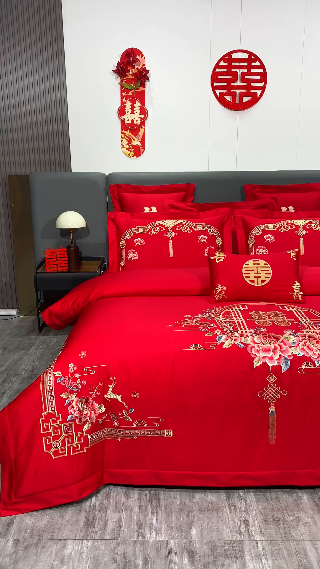 91家纺网 家纺一手货源 找家纺 浩情国际婚庆供货中心 2026新款100%全棉长绒棉纯棉婚庆四件套结婚刺绣六件套多件套长期供货 家有囍事-金
