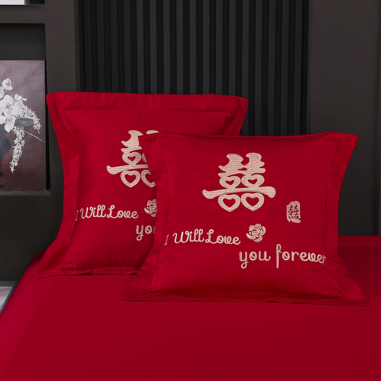 91家纺网 家纺一手货源 找家纺 浩情国际婚庆供货中心 2026新款100%全棉长绒棉纯棉婚庆四件套结婚刺绣六件套多件套长期供货 缘定今生