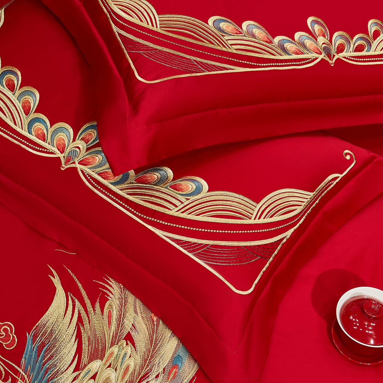 91家纺网 家纺一手货源 找家纺 浩情国际婚庆供货中心 2026新款100%全棉长绒棉纯棉婚庆四件套结婚刺绣六件套多件套长期供货 金龙彩凤