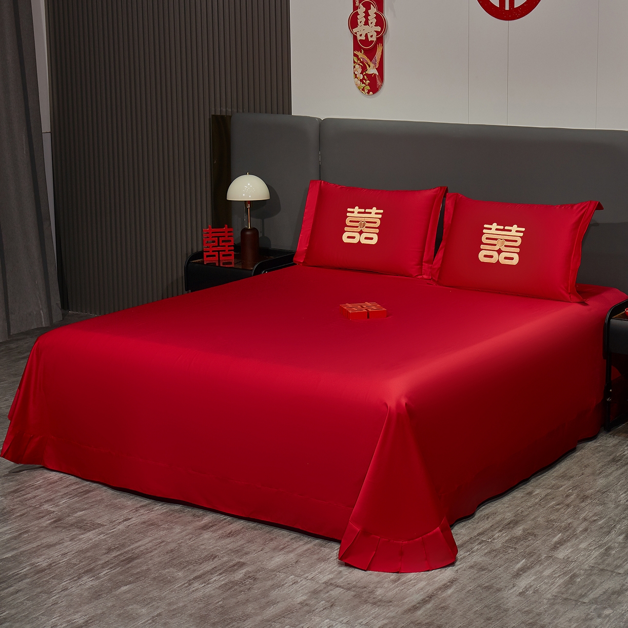 91家纺网 家纺一手货源 找家纺 浩情国际婚庆供货中心 2026新款100%全棉长绒棉纯棉婚庆四件套结婚刺绣六件套多件套长期供货 双囍龙凤