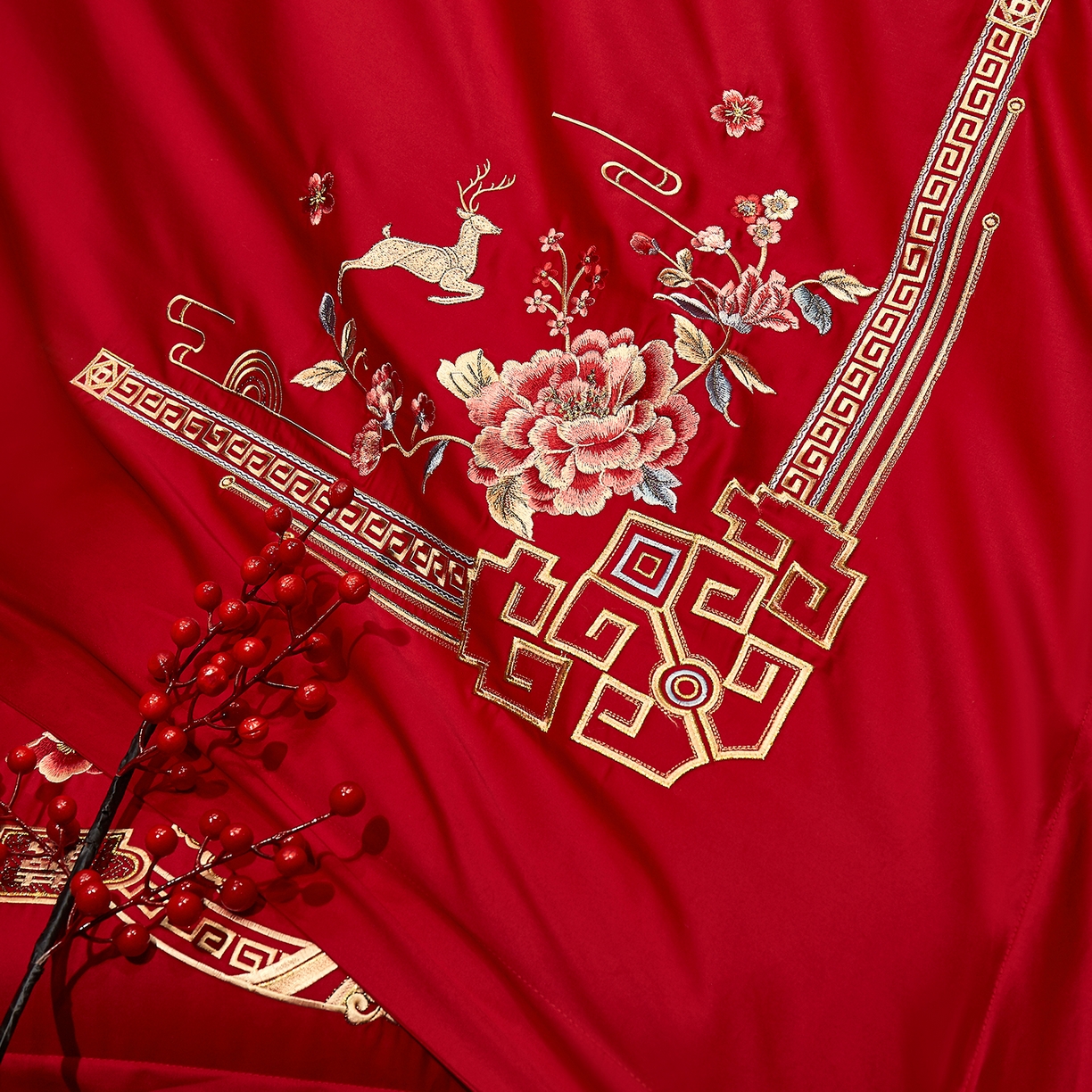 91家纺网 家纺一手货源 找家纺 浩情国际婚庆供货中心 2026新款100%全棉长绒棉纯棉婚庆四件套结婚刺绣六件套多件套长期供货 家有囍事-金