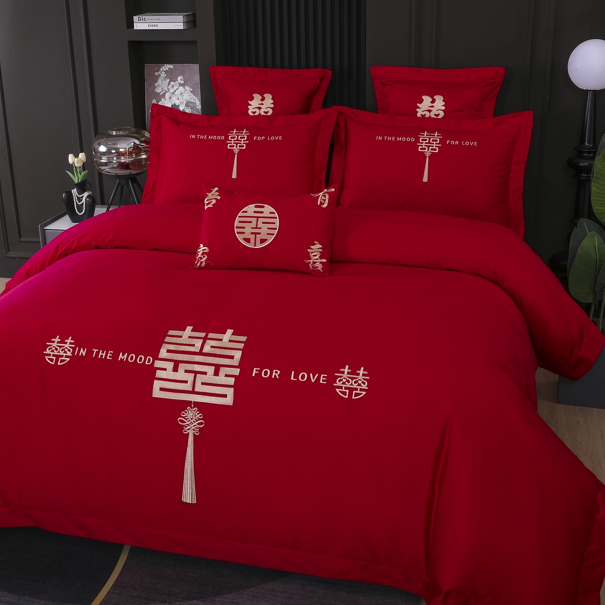 91家纺网 家纺一手货源 找家纺 浩情国际婚庆供货中心 2026新款100%全棉长绒棉纯棉婚庆四件套结婚刺绣六件套多件套长期供货 缘定今生