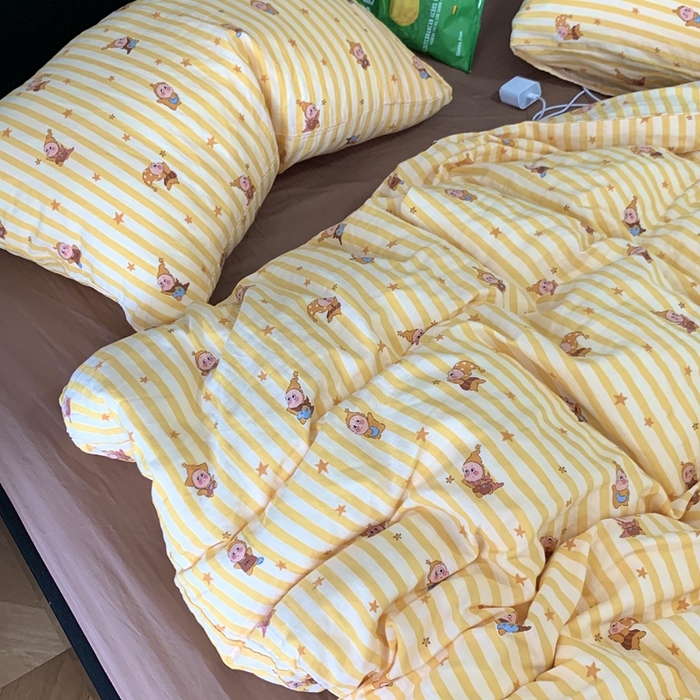 91家纺网 家纺一手货源 找家纺 源启生活 2025新款A类全棉双层纱四件套 晚安小星星