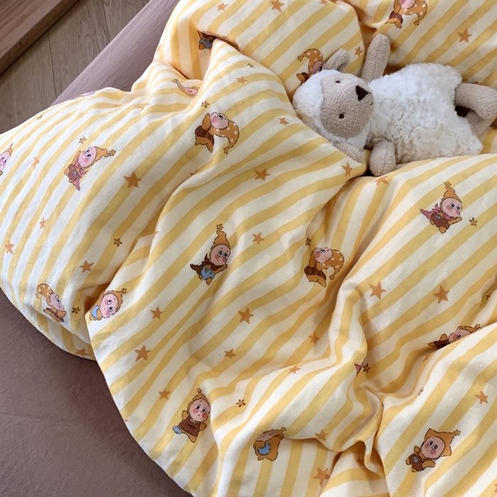 91家纺网 家纺一手货源 找家纺 源启生活 2025新款A类全棉双层纱四件套 晚安小星星