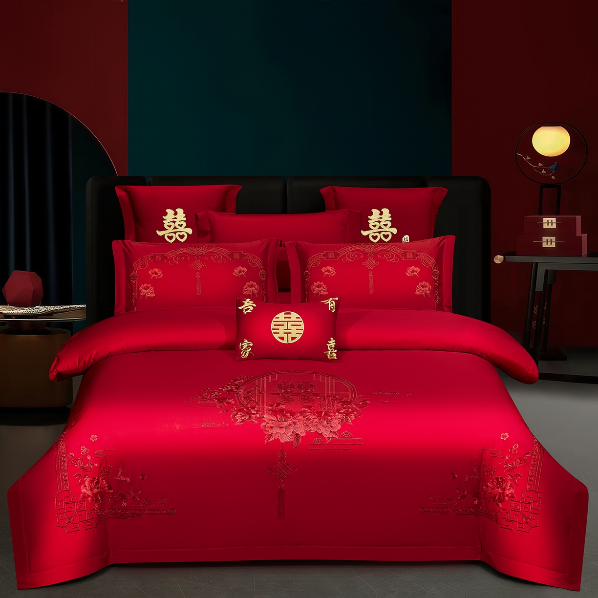 91家纺网 家纺一手货源 找家纺 （总）浩情国际婚庆供货中心 2026新款100%全棉长绒棉纯棉婚庆四件套结婚刺绣六件套多件套长期供货