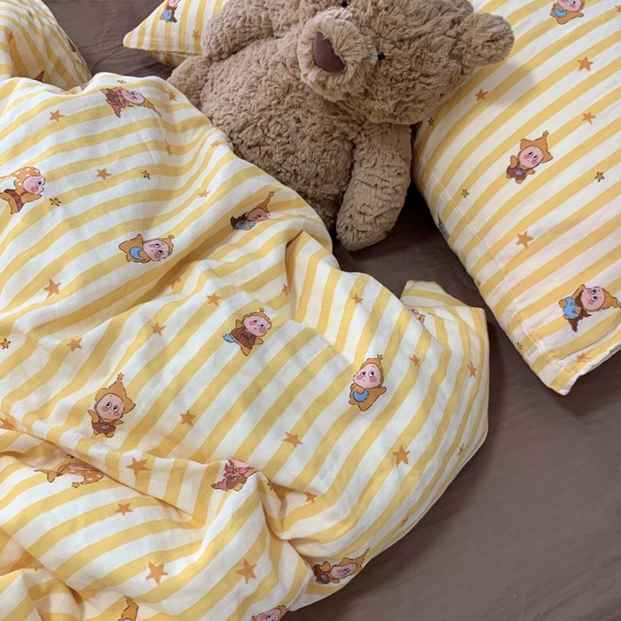 91家纺网 家纺一手货源 找家纺 源启生活 2025新款A类全棉双层纱四件套 晚安小星星