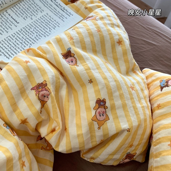 91家纺网 家纺一手货源 找家纺 源启生活 2025新款A类全棉双层纱四件套 晚安小星星