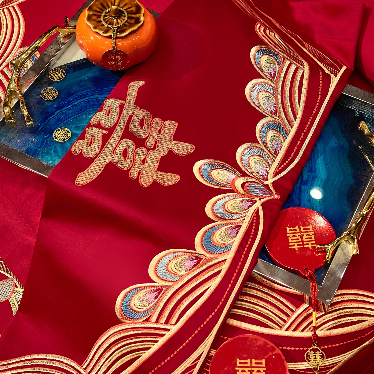 91家纺网 家纺一手货源 找家纺 浩情国际婚庆供货中心 2026新款100%全棉长绒棉纯棉婚庆四件套结婚刺绣六件套多件套长期供货 欢囍龙凤