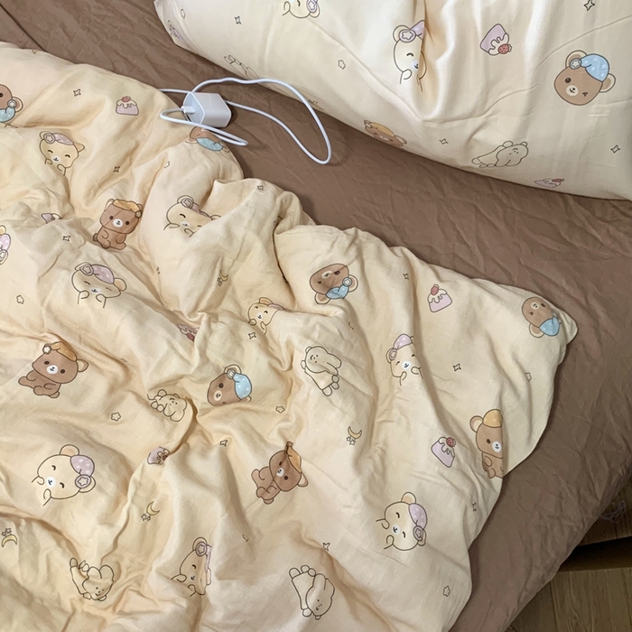 91家纺网 家纺一手货源 找家纺 源启生活 2025新款A类全棉双层纱四件套 晚安熊