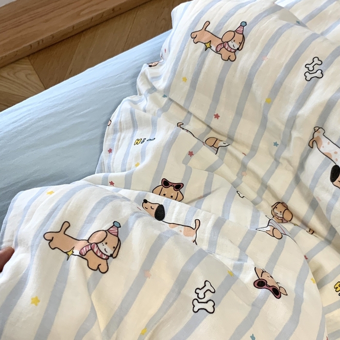 91家纺网 家纺一手货源 找家纺 源启生活 2025新款A类全棉双层纱四件套 旺仔