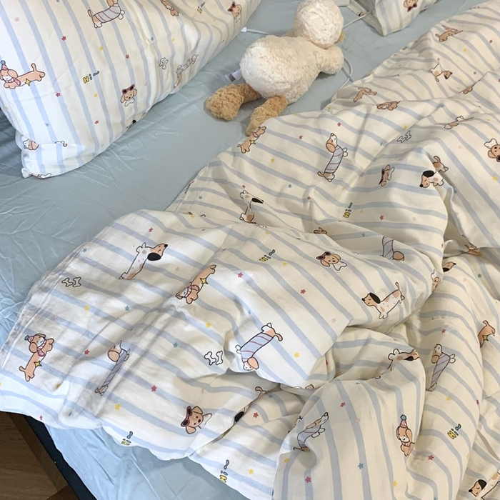 91家纺网 家纺一手货源 找家纺 源启生活 2025新款A类全棉双层纱四件套 旺仔