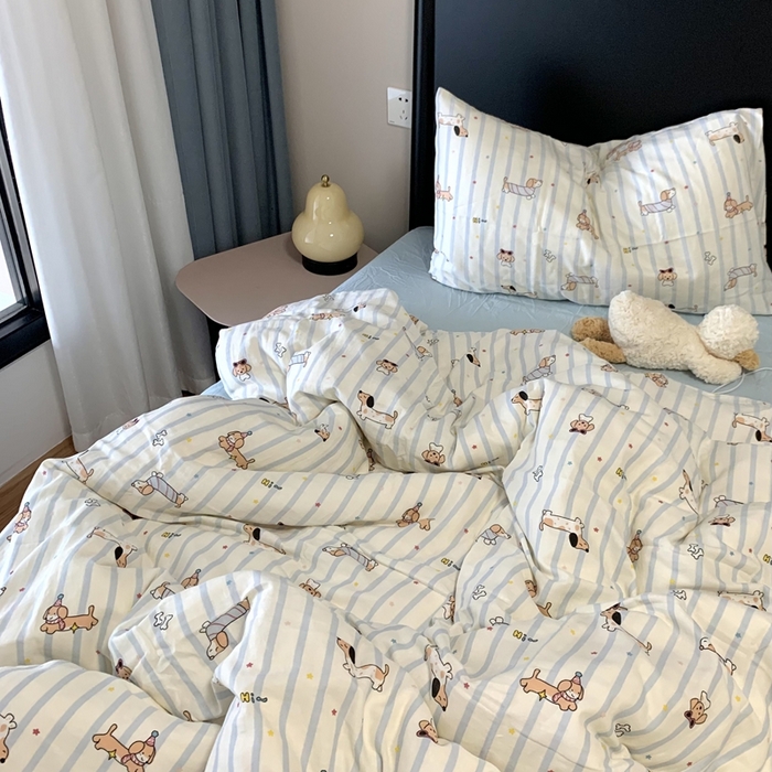 91家纺网 家纺一手货源 找家纺 源启生活 2025新款A类全棉双层纱四件套 旺仔