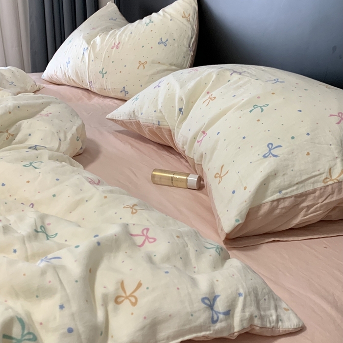 91家纺网 家纺一手货源 找家纺 源启生活 2025新款A类全棉双层纱四件套 小仙女