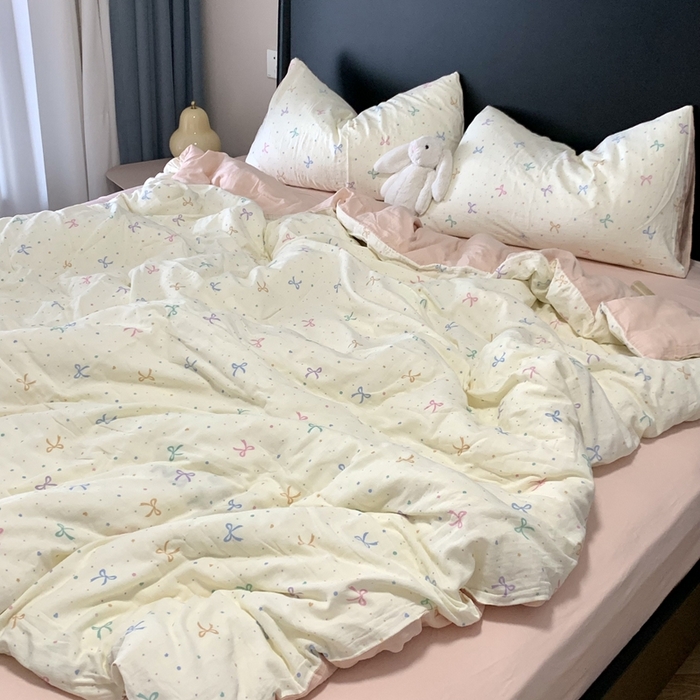 91家纺网 家纺一手货源 找家纺 源启生活 2025新款A类全棉双层纱四件套 小仙女