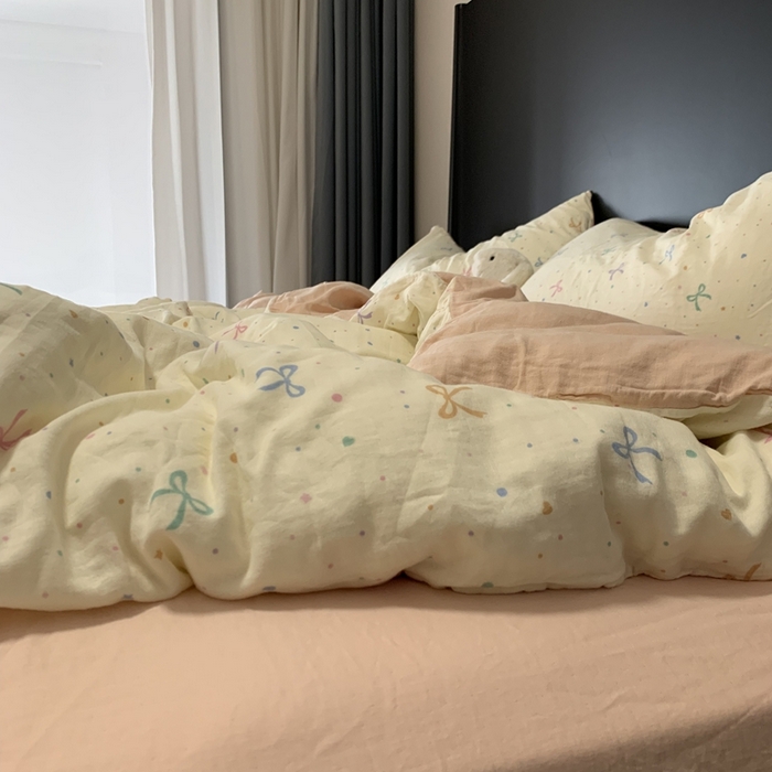 91家纺网 家纺一手货源 找家纺 源启生活 2025新款A类全棉双层纱四件套 小仙女