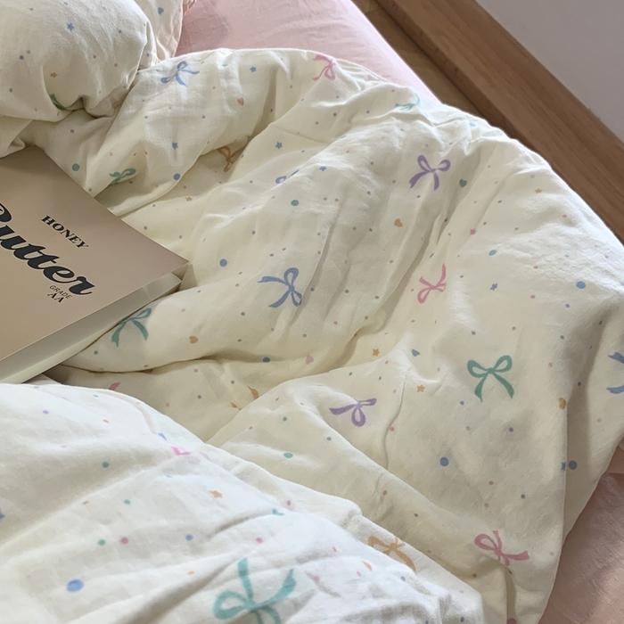 91家纺网 家纺一手货源 找家纺 源启生活 2025新款A类全棉双层纱四件套 小仙女