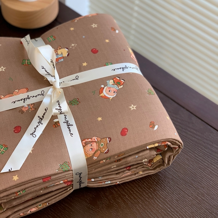 91家纺网 家纺一手货源 找家纺 源启生活 2025新款A类全棉双层纱四件套 星星布朗尼