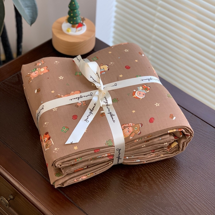 91家纺网 家纺一手货源 找家纺 源启生活 2025新款A类全棉双层纱四件套 星星布朗尼