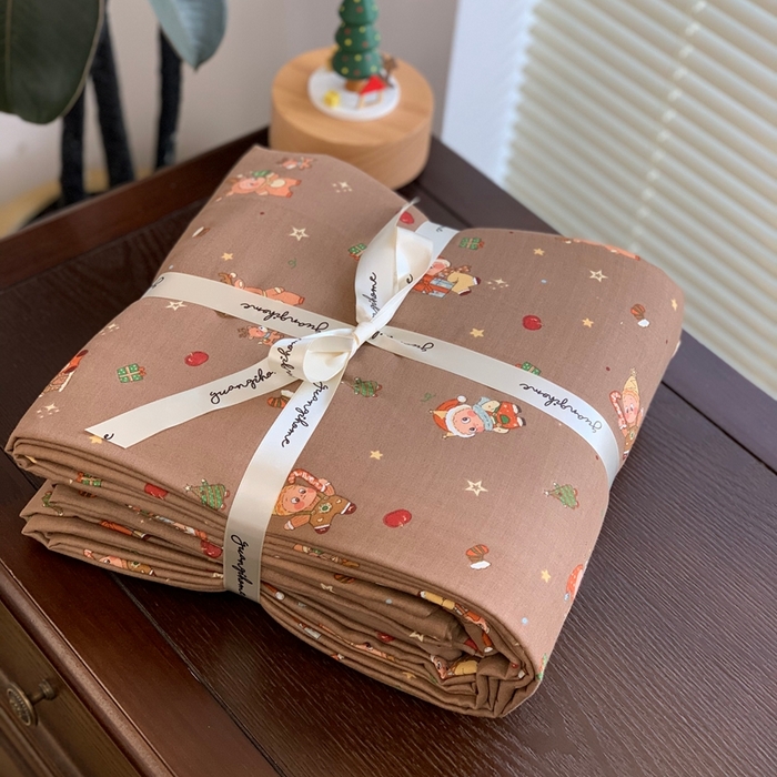 91家纺网 家纺一手货源 找家纺 源启生活 2025新款A类全棉双层纱四件套 星星布朗尼