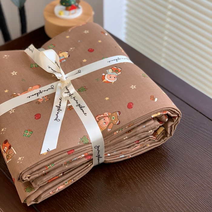 91家纺网 家纺一手货源 找家纺 源启生活 2025新款A类全棉双层纱四件套 星星布朗尼