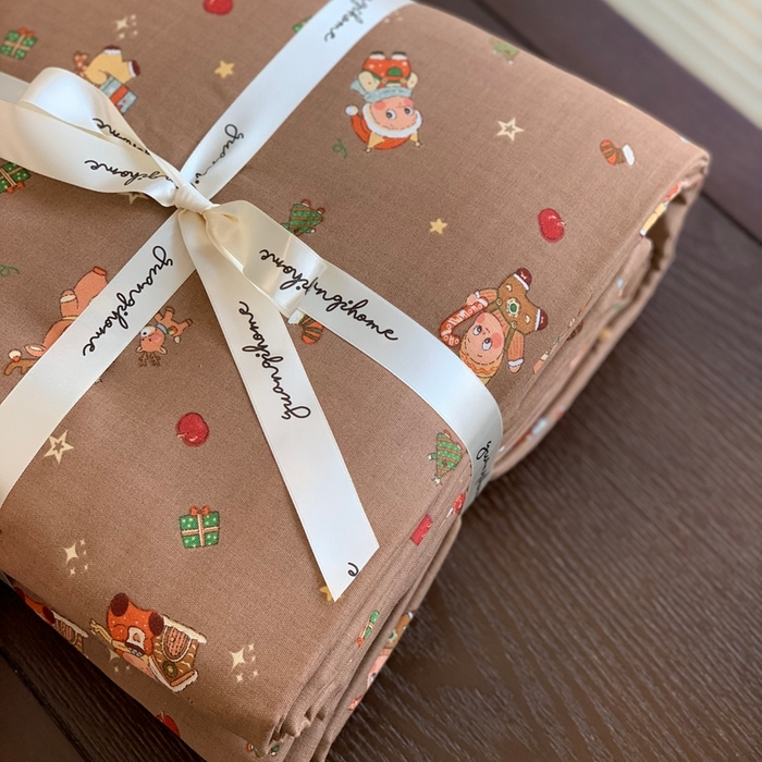 91家纺网 家纺一手货源 找家纺 源启生活 2025新款A类全棉双层纱四件套 星星布朗尼