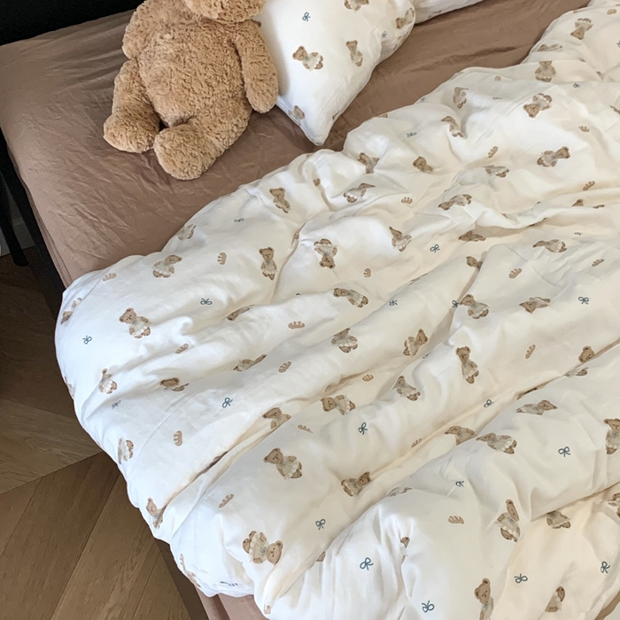 91家纺网 家纺一手货源 找家纺 源启生活 2025新款A类全棉双层纱四件套 熊小姐