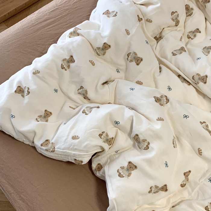 91家纺网 家纺一手货源 找家纺 源启生活 2025新款A类全棉双层纱四件套 熊小姐