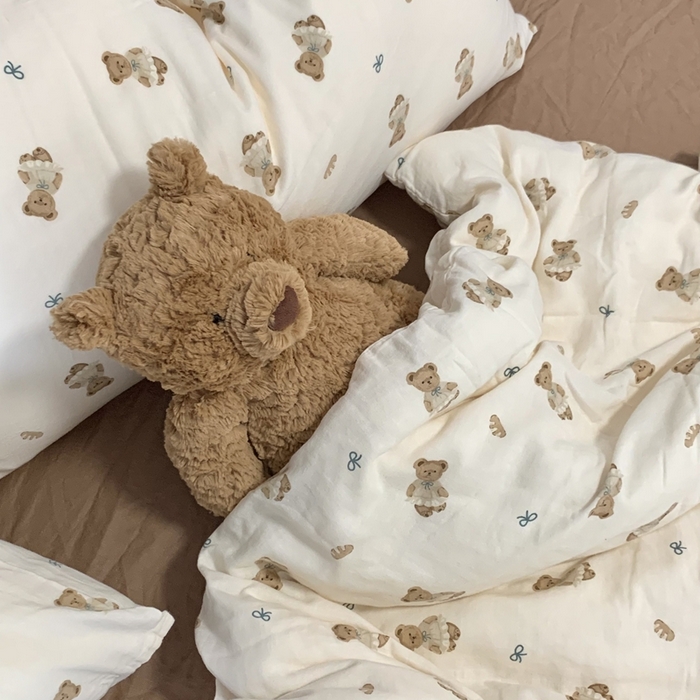 91家纺网 家纺一手货源 找家纺 源启生活 2025新款A类全棉双层纱四件套 熊小姐