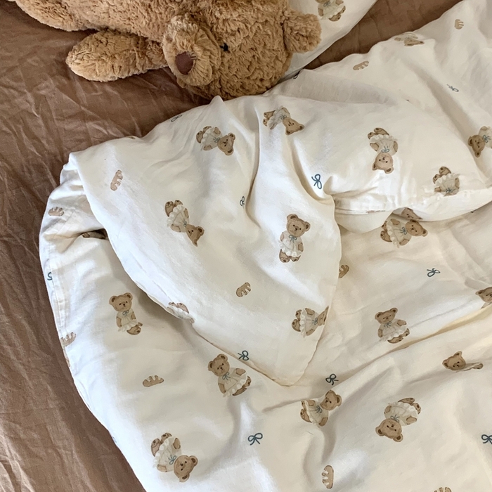 91家纺网 家纺一手货源 找家纺 源启生活 2025新款A类全棉双层纱四件套 熊小姐