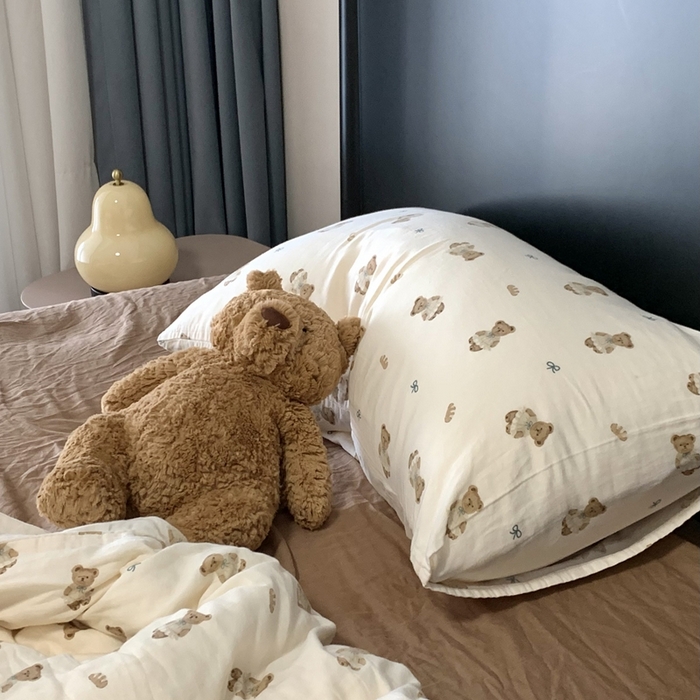 91家纺网 家纺一手货源 找家纺 源启生活 2025新款A类全棉双层纱四件套 熊小姐