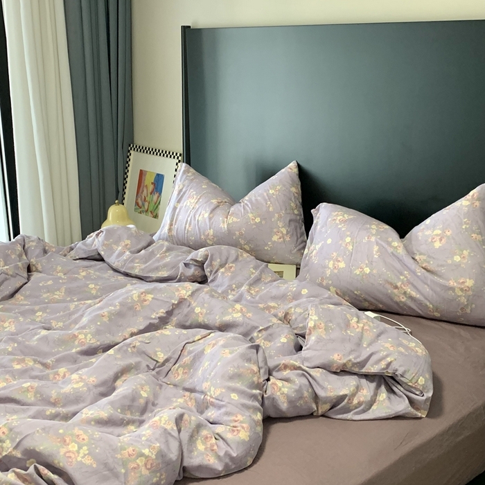 91家纺网 家纺一手货源 找家纺 源启生活 2025新款A类全棉双层纱四件套 伊芙琳