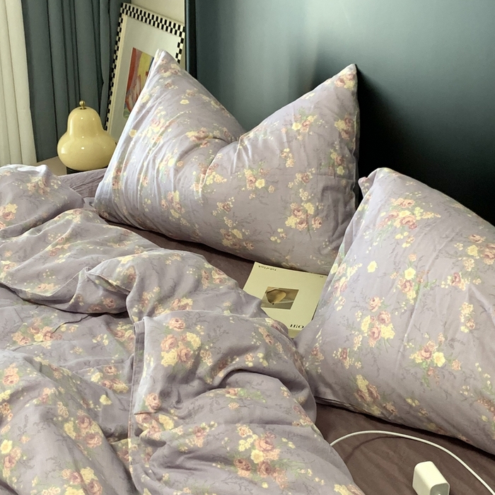 91家纺网 家纺一手货源 找家纺 源启生活 2025新款A类全棉双层纱四件套 伊芙琳