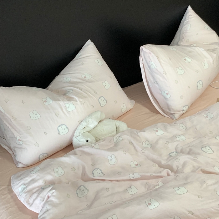 91家纺网 家纺一手货源 找家纺 源启生活 2025新款A类全棉双层纱四件套 音乐小兔