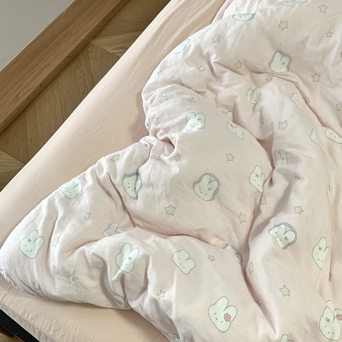 91家纺网 家纺一手货源 找家纺 源启生活 2025新款A类全棉双层纱四件套 音乐小兔