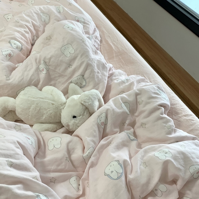 91家纺网 家纺一手货源 找家纺 源启生活 2025新款A类全棉双层纱四件套 音乐小兔