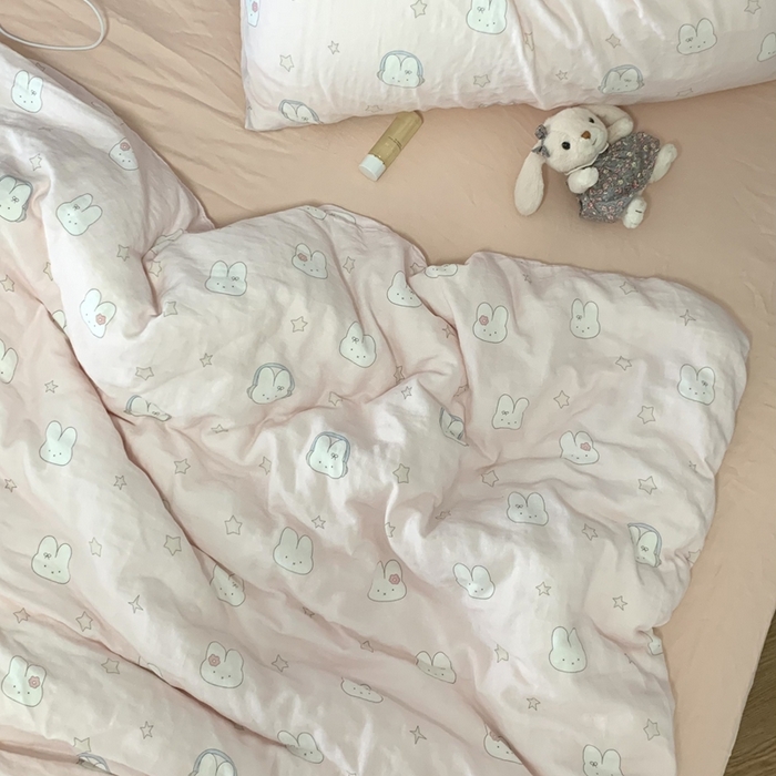 91家纺网 家纺一手货源 找家纺 源启生活 2025新款A类全棉双层纱四件套 音乐小兔