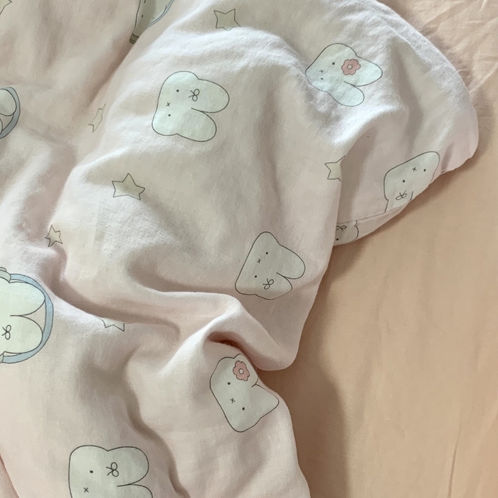 91家纺网 家纺一手货源 找家纺 源启生活 2025新款A类全棉双层纱四件套 音乐小兔