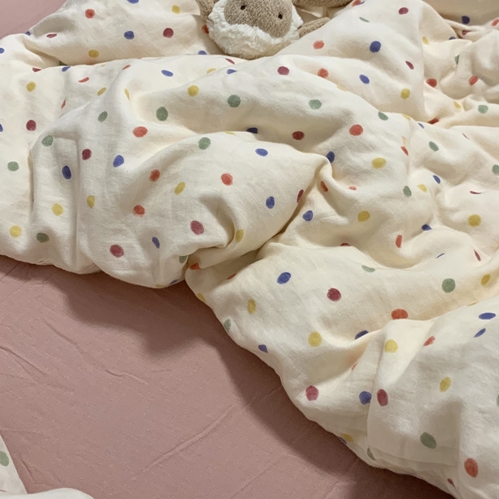 91家纺网 家纺一手货源 找家纺 源启生活 2025新款A类全棉双层纱四件套 彩啵啵