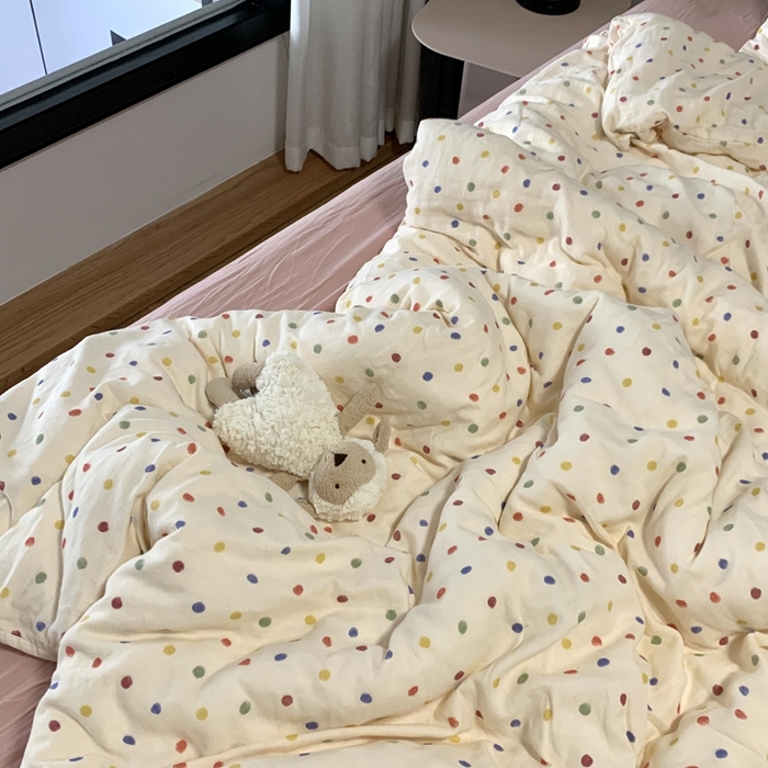 91家纺网 家纺一手货源 找家纺 源启生活 2025新款A类全棉双层纱四件套 彩啵啵