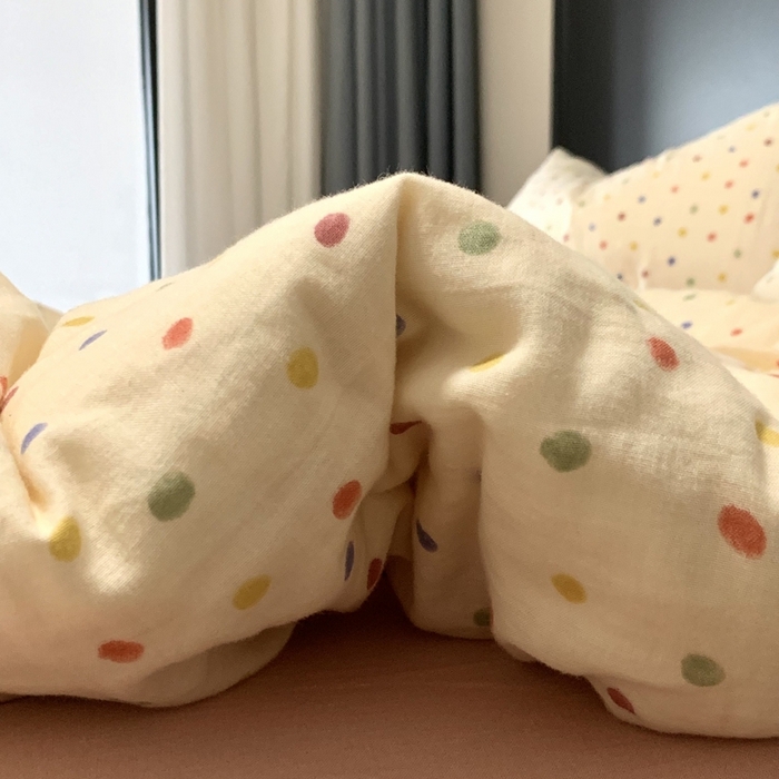 91家纺网 家纺一手货源 找家纺 源启生活 2025新款A类全棉双层纱四件套 彩啵啵