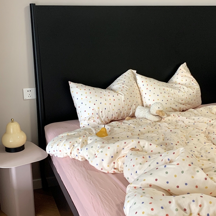 91家纺网 家纺一手货源 找家纺 源启生活 2025新款A类全棉双层纱四件套 彩啵啵