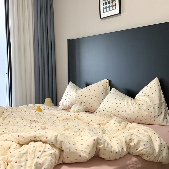 91家纺网 家纺一手货源 找家纺 源启生活 2025新款A类全棉双层纱四件套 彩啵啵