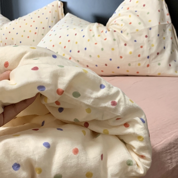 91家纺网 家纺一手货源 找家纺 源启生活 2025新款A类全棉双层纱四件套 彩啵啵