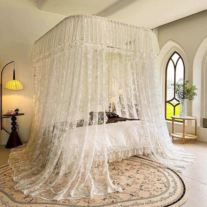 91家纺网 家纺一手货源 找家纺 （总）都市缘蚊帐 2026新款303欧式浪漫导轨蕾丝提花蚊帐